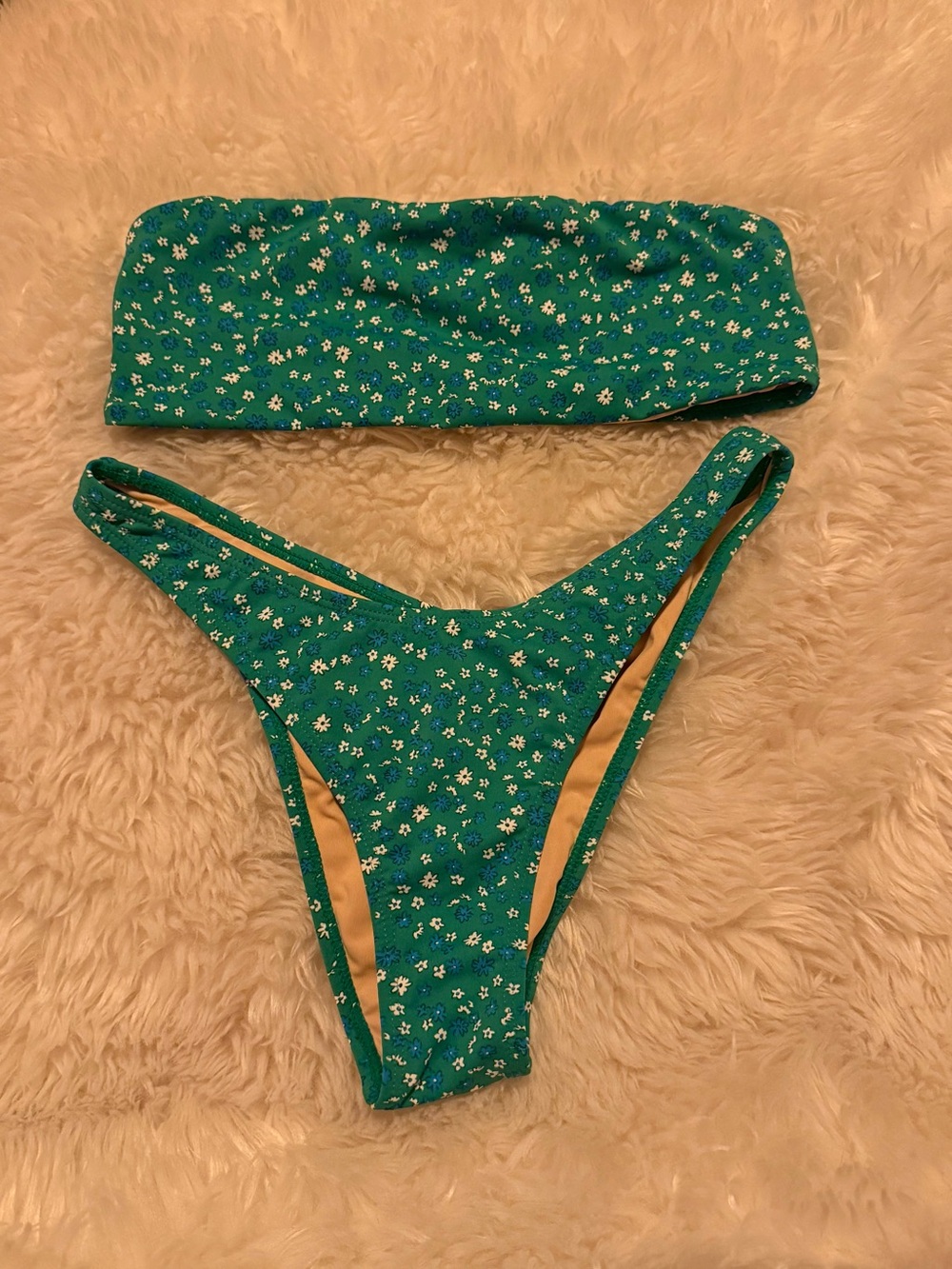 PacSun Green Floral Bandeau Bikini Set